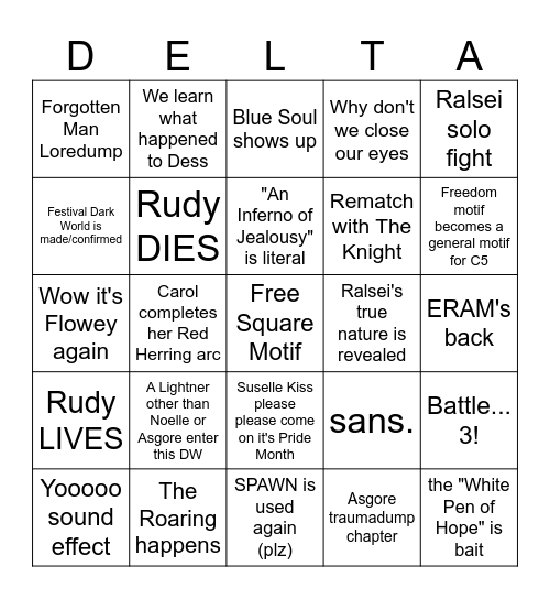 Chapter 5 Bingo Card