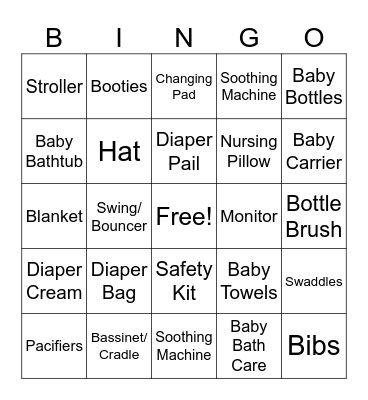 Baby Shower Gift Bingo Card