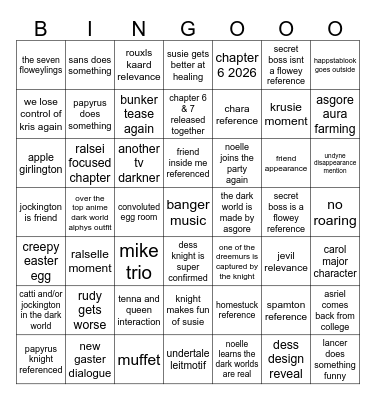 deltarune chapter 5 Bingo Card