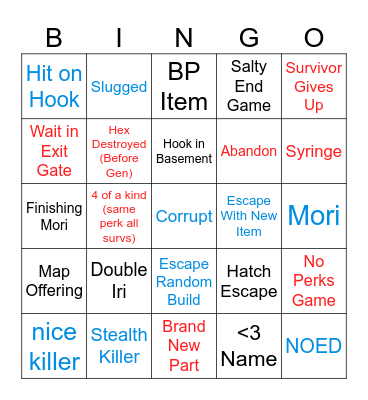 Dead by Daylight (gameipedia) Bingo Card
