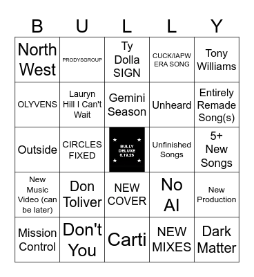 BULLY DELUXE BINGO Card