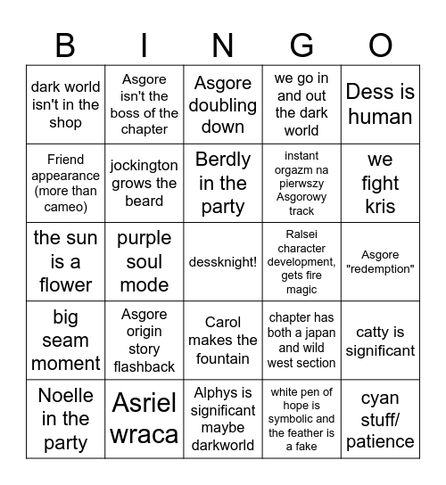 Chapter 5 Bingo Card