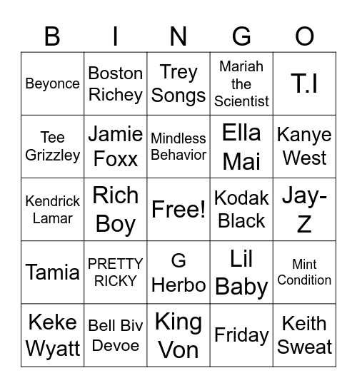 MOMMY AND DADDY Bingo Card