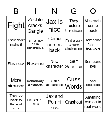 Episode 9 Bingo Card