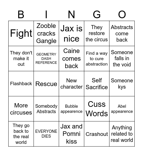 Episode 9 Bingo Card