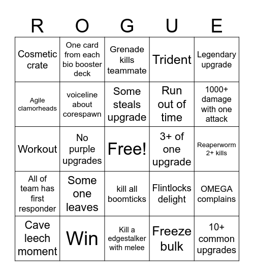 drg rogue core Bingo Card
