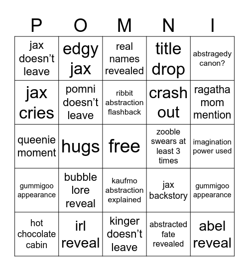 tadc finale bingo Card