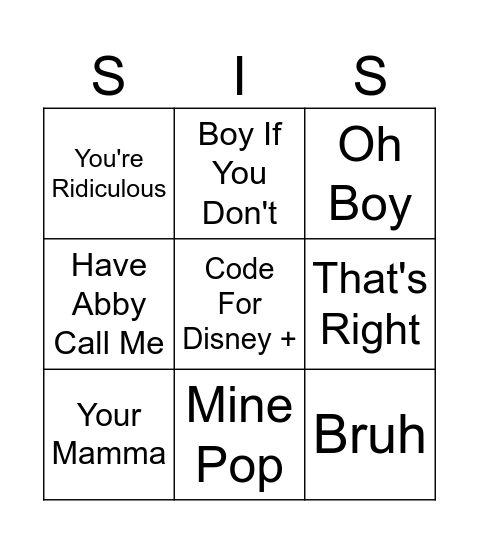 Gracie Bingo Card