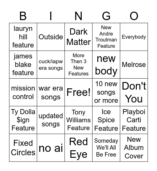 Bully Deluxe Bingo Card