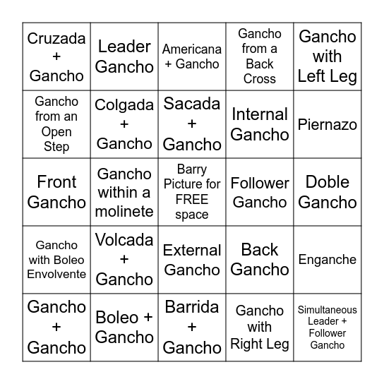 Gancho Like You Mean It! Bingo Card