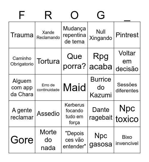 Bingo da Null Bingo Card