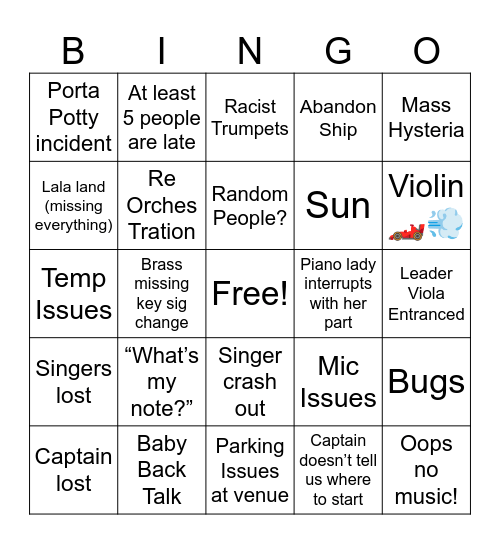 MSO Rehearsal Bingo Card