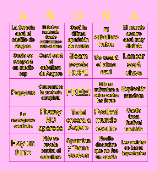 DELTARUNE chapter 5 BINGO Card