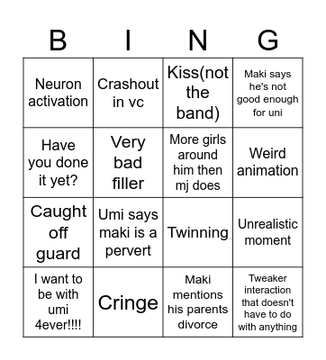 ragebait anime bingo Card