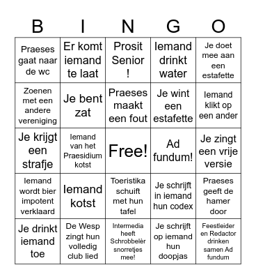 Vrienden & Familie Cantus Bingo Card