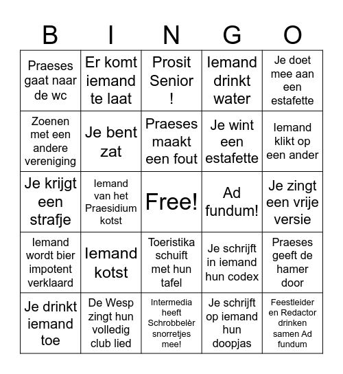 Vrienden & Familie Cantus Bingo Card