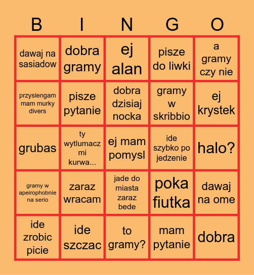 BINGO HESOWNIKA Bingo Card
