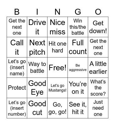Father's Day Baseball Bingo Card