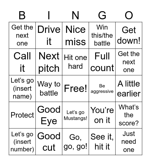 Father's Day Baseball Bingo Card