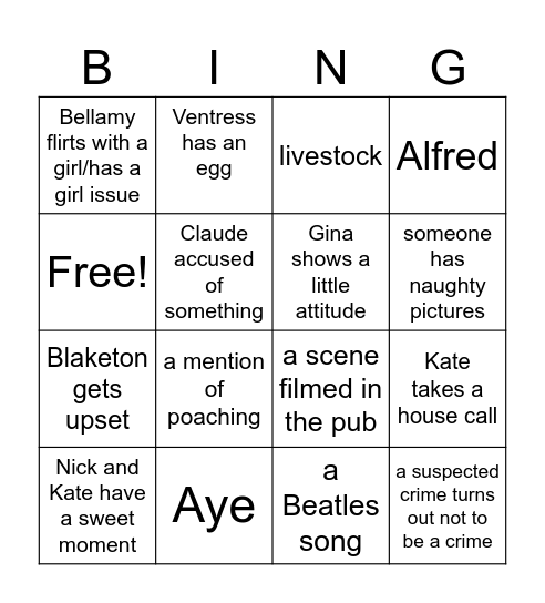 Heartbeat Bingo Card