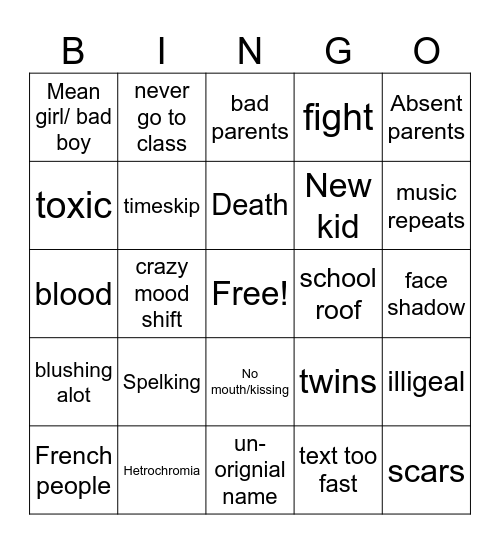 Gacha life bingo Card