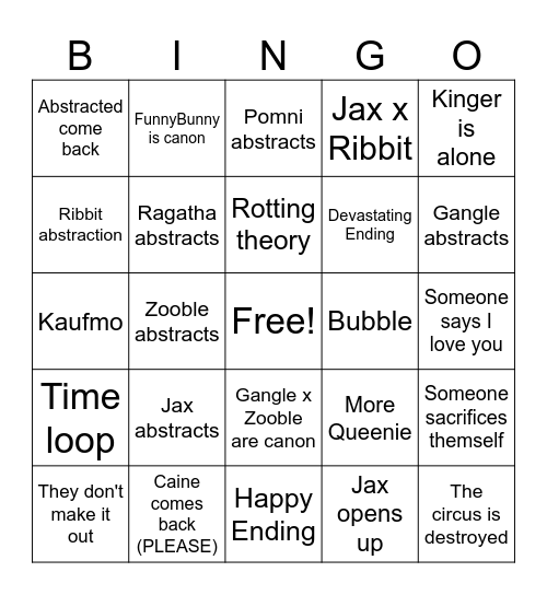 TADC Episode 9 Bingo Card