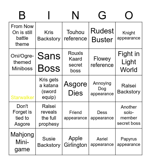 Ch 5 Predictions Bingo Card