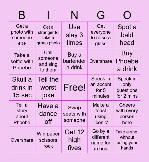Bottomless 1 Bingo Card