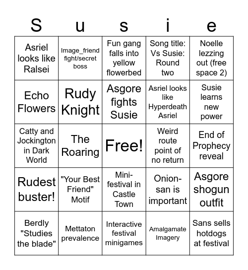 deltarune chapter 5 Bingo Card