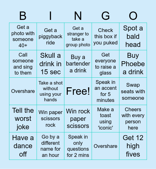 Bottomless 1 Bingo Card