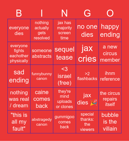 tadc finale Bingo Card