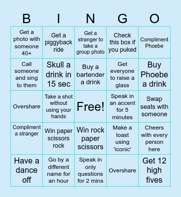 Bottomless 1 Bingo Card