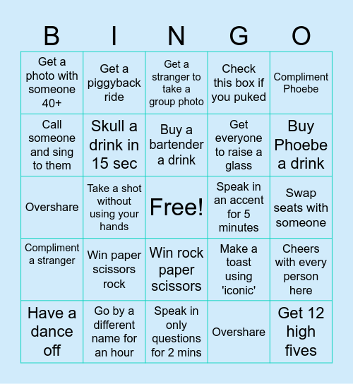 Bottomless 1 Bingo Card
