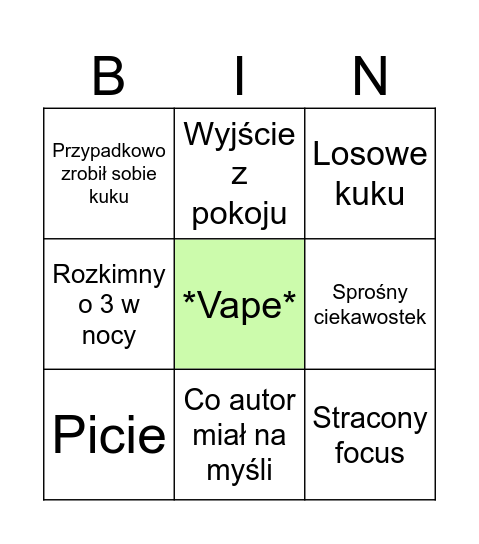 Trifon Bingo Card