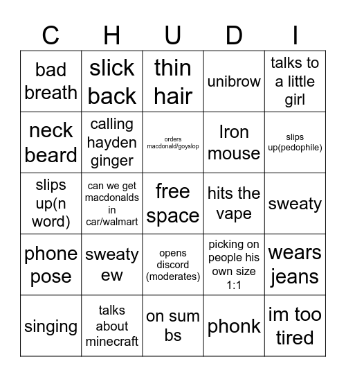 CHADI BINGO Card