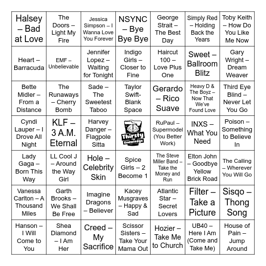 Thirsty For Knowledge Music Bingo Card