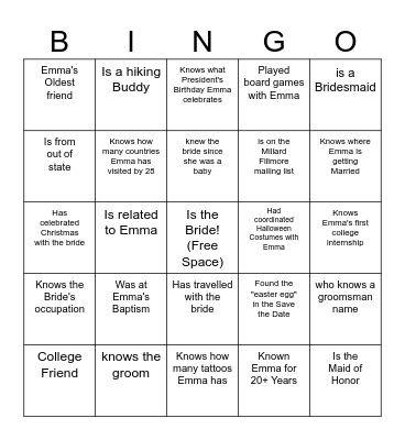 Talk to Someone Who... Bingo Card