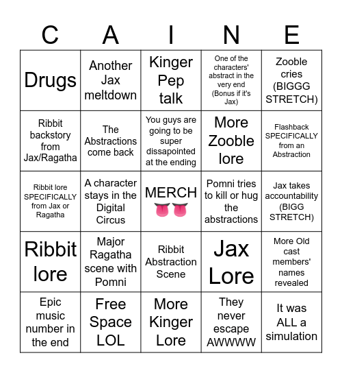Episode 9 Bingo Card Bingo Card