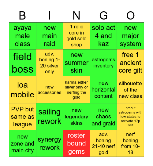 LOAON SUMMER 2026 Bingo Card