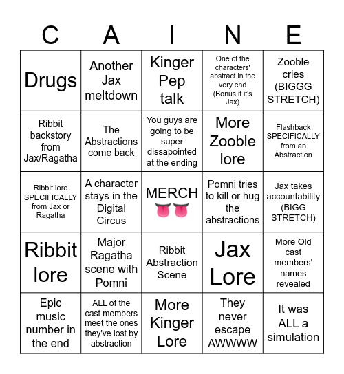 Episode 9 Bingo Card Bingo Card