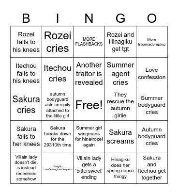 Episode 13 trainwreck bingo Card