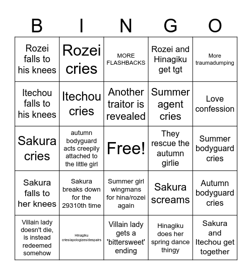 Episode 13 trainwreck bingo Card