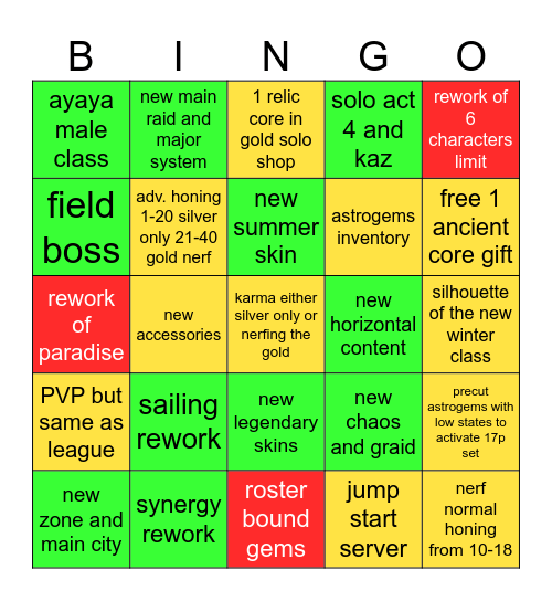 LOAON SUMMER 2026 Bingo Card