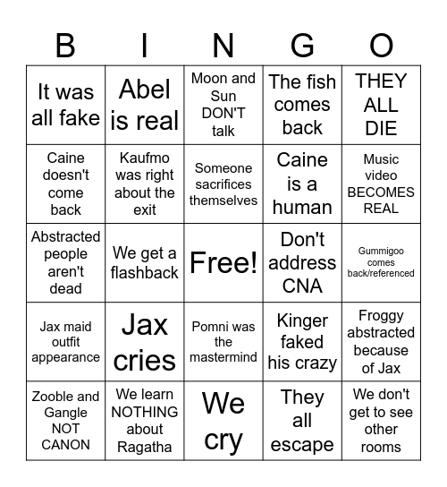 TADC EP 9 BINGO Card