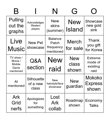 LOAON Bingo Card