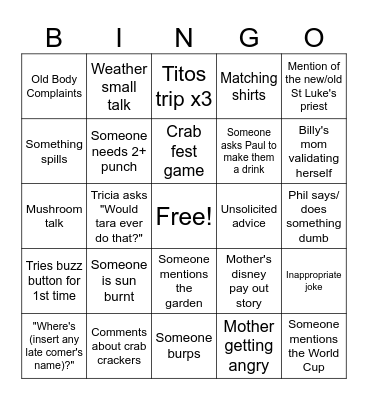 Crab Fest Card 3 Bingo Card