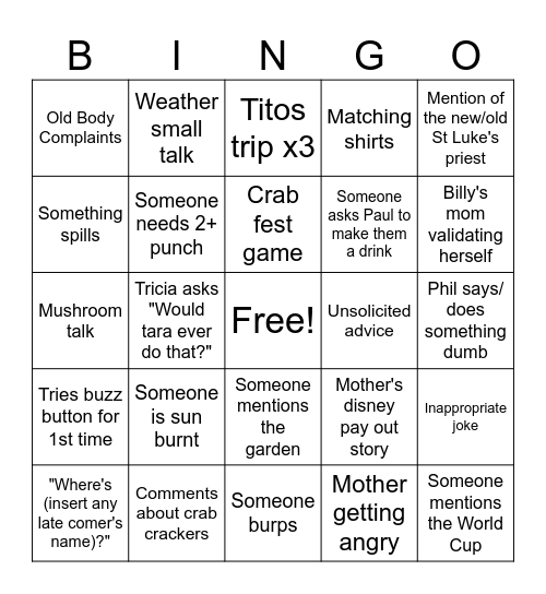 Crab Fest Card 3 Bingo Card