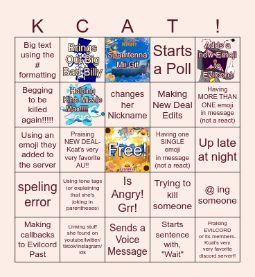 Kcat Bingo Card