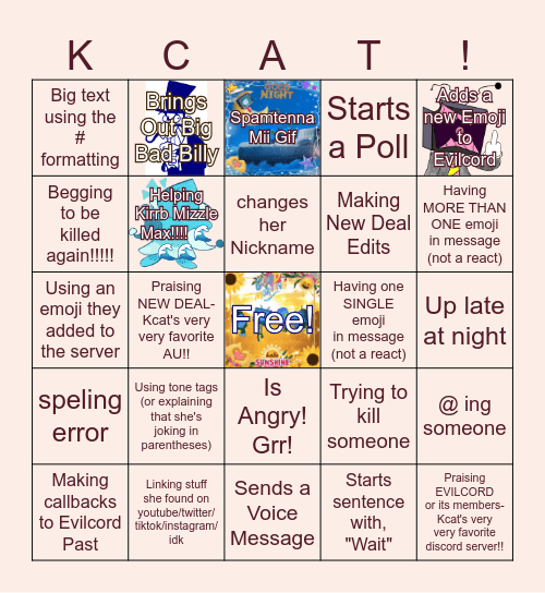 Kcat Bingo Card