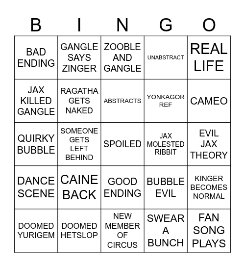 Slurcis Bingo Card